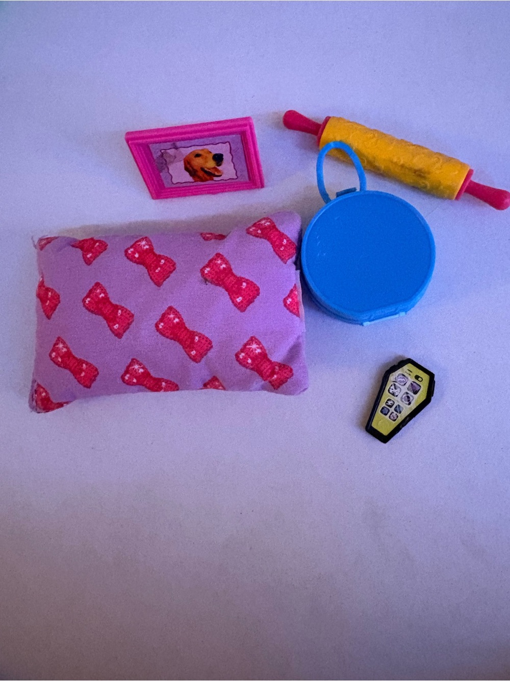 Barbie Pink Bow Pillow & Blue Round Case Accessory Set